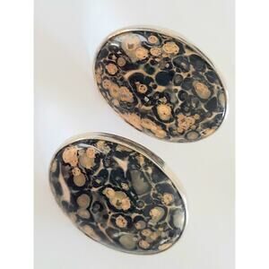 Leopardskin Jasper Stud Earrings in .925 Sterling Silver | Natural Stone Jewelry